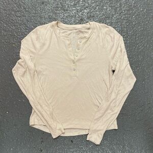 lululemon athletica Cream Long Sleeve Henley Tee